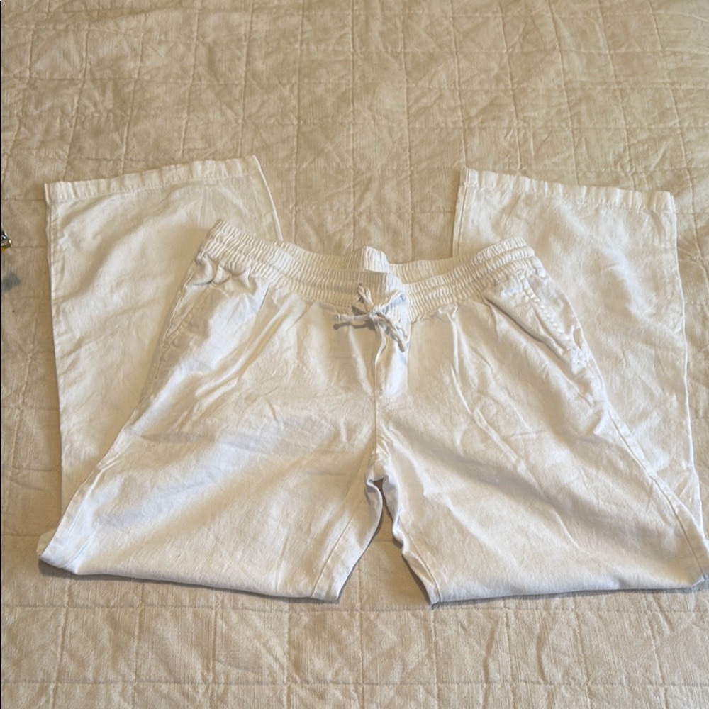 Casual White Drawstring Pants